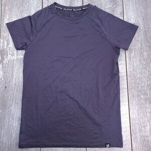 Peloton Shirt Mens Small Raglan Crew Gray Short Sleeve Athletic Performance